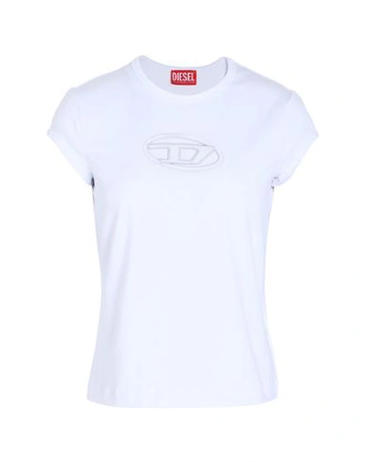 DIESEL DIESEL T-ANGIE WOMAN T-SHIRT WHITE SIZE XL COTTON, ELASTANE