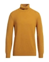 Gran Sasso Man Turtleneck Ocher Size 44 Virgin Wool In Yellow