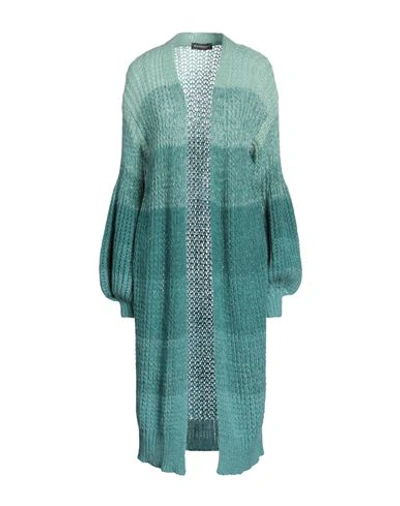 Vanessa Scott Woman Cardigan Deep Jade Size Onesize Acrylic, Polyamide, Mohair Wool, Wool In Green