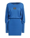 Versace Jeans Couture Woman Short Dress Azure Size 4 Polyamide, Cotton, Polyester, Elastane In Blue