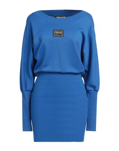 Versace Jeans Couture Woman Short Dress Azure Size 4 Polyamide, Cotton, Polyester, Elastane In Blue