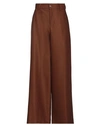 TRY ME TRY ME WOMAN PANTS BROWN SIZE 6 POLYESTER, VISCOSE, ELASTANE