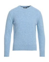 +39 Masq Man Sweater Light Blue Size 40 Wool In Blue