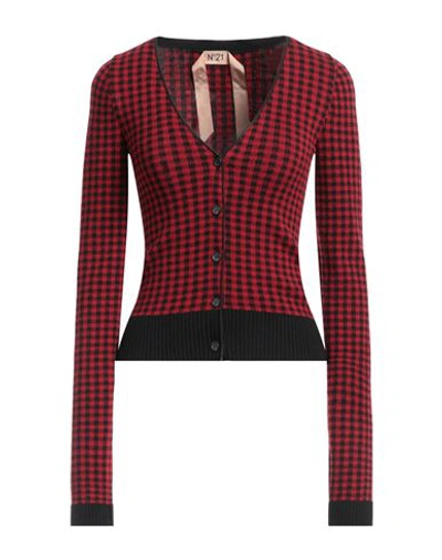 N°21 Woman Cardigan Brick Red Size 4 Wool, Polyester In Mixed Colours