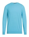 Drumohr Man Sweater Sky Blue Size 42 Super 140s Wool