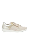 GEOX GEOX WOMAN SNEAKERS BEIGE SIZE 10.5 TEXTILE FIBERS, SOFT LEATHER