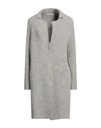 Kangra Woman Coat Dove Grey Size 6 Alpaca Wool, Cotton, Polyamide, Wool, Elastane