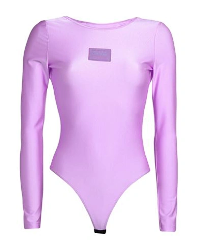 Versace Jeans Couture Woman Bodysuit Lilac Size 12 Polyamide, Elastane In Purple