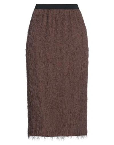 Jucca Woman Midi Skirt Brown Size 4 Acetate, Viscose