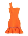 Alexander Mcqueen Orange Viscose Blend One-shoulder Mini Dress Orange  Donna S