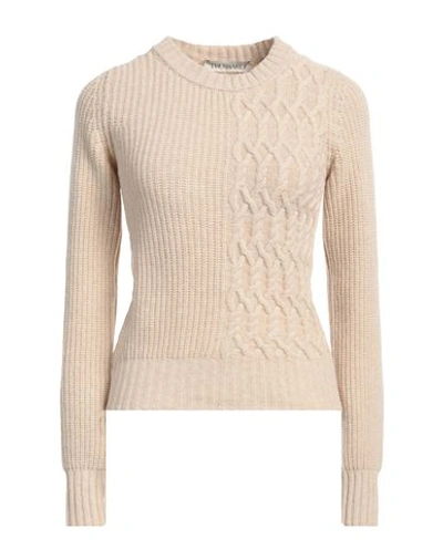 Trussardi Woman Sweater Sand Size L Wool, Polyamide In Beige