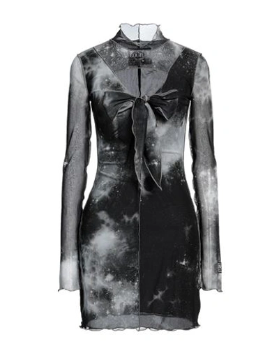 Versace Jeans Couture Woman Short Dress Black Size 8 Polyamide, Rubber In Black