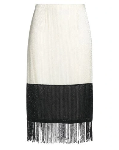 Elisabetta Franchi Woman Midi Skirt Cream Size 6 Polyester In White