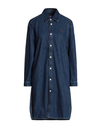 Diesel De-blex Shirt Dress Woman Short Dress Blue Size L Cotton
