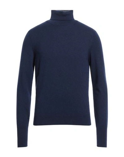 Drumohr Man Turtleneck Navy Blue Size 44 Regenerated Cashmere, Recycled Wool In Navy Blue