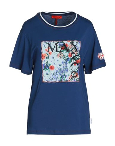 Max & Co. With Superga Woman T-shirt Navy Blue Size S Cotton