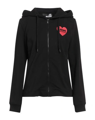 Love Moschino Woman Sweatshirt Black Size 8 Cotton, Elastane