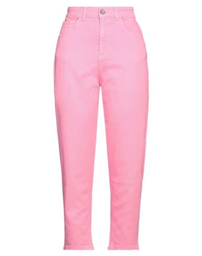 Brand Unique Woman Pants Pink Size 2 Cotton, Elastane