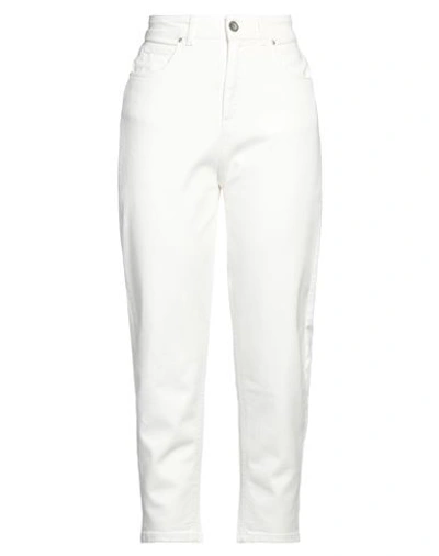 Brand Unique Woman Pants White Size 0 Cotton, Elastane