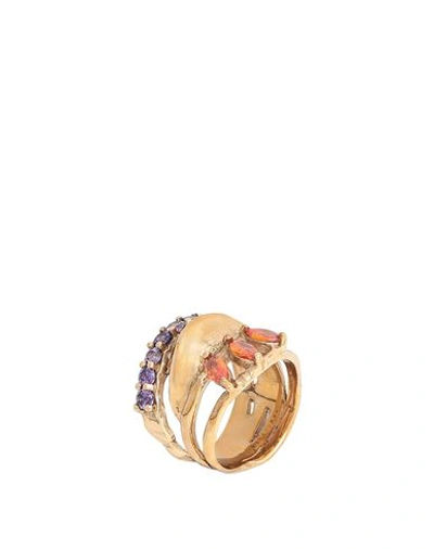 Voodoo Jewels Aelysum Ring Woman Ring Gold Size 7.75 Bronze, Hardstone, Resin
