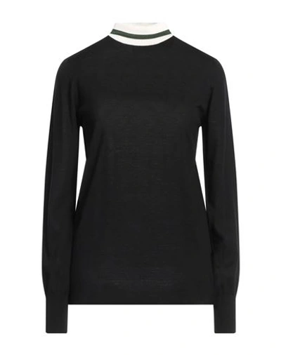 Jil Sander Woman Turtleneck Black Size 6 Virgin Wool, Viscose, Polyester, Silk