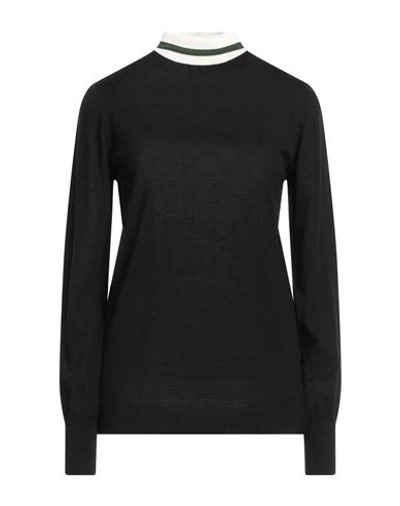 Jil Sander Woman Turtleneck Black Size 6 Virgin Wool, Viscose, Polyester, Silk In Black
