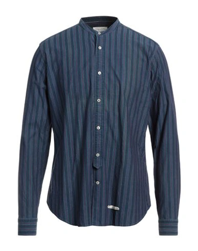 Tintoria Mattei 954 Man Shirt Navy Blue Size 16 Cotton