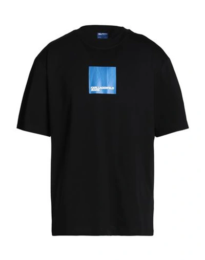 Karl Lagerfeld Jeans Chest Logo-print Detail T-shirt In Black
