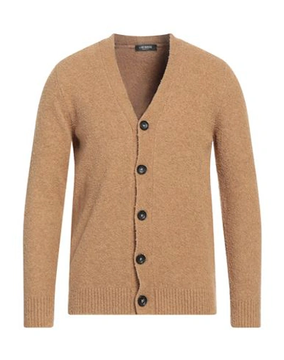 +39 Masq Man Cardigan Camel Size 42 Cotton, Polyamide, Elastane In Beige