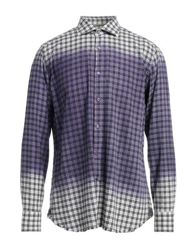 Tintoria Mattei 954 Man Shirt White Size 17 Cotton In Purple