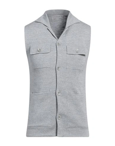 Jeordie's Man Cardigan Light Grey Size L Merino Wool, Dralon