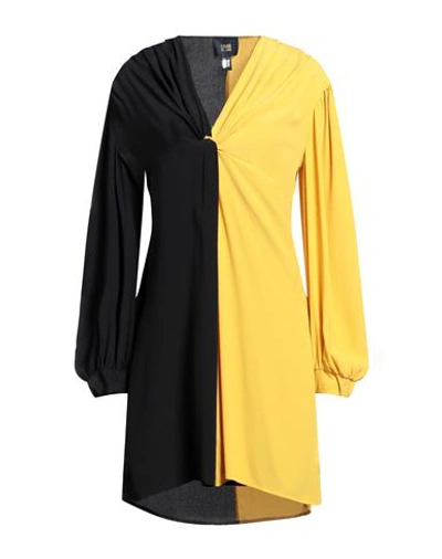 Cavalli Class Woman Mini Dress Ocher Size 4 Acetate, Silk In Yellow