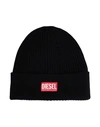 Diesel K-coder-h 2x2 Man Hat Black Size Onesize Wool, Cotton In Black