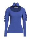 Simona Corsellini Woman Turtleneck Navy Blue Size L Viscose, Polyester