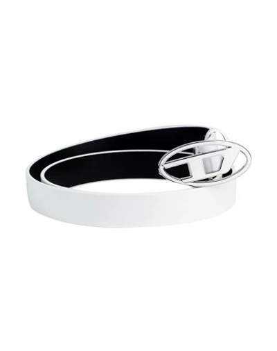 Diesel B-1dr 25 Woman Belt White Size 38 Bovine Leather In White