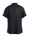 Armani Exchange Man Shirt Midnight Blue Size Xxl Linen