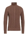 +39 Masq Man Turtleneck Camel Size 40 Wool, Polyamide In Brown