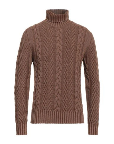 +39 Masq Man Turtleneck Camel Size 40 Wool, Polyamide In Brown