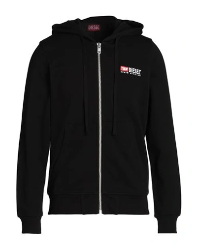 Diesel S-ginn-hood-zip-div Man Sweatshirt Black Size L Cotton