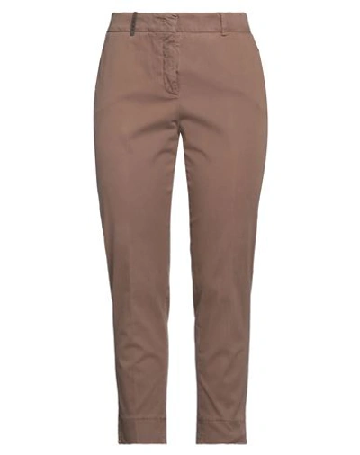 Peserico Woman Pants Khaki Size 14 Cotton, Elastane In Beige
