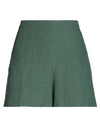 Polo Ralph Lauren Woman Shorts & Bermuda Shorts Military Green Size 8 Linen In Green