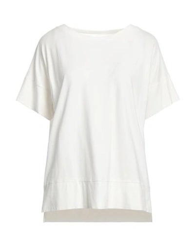 Alpha Studio Woman T-shirt Off White Size 8 Cotton, Elastane In Off White