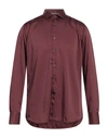 Tintoria Mattei 954 Man Shirt Garnet Size 16 Polyester In Red