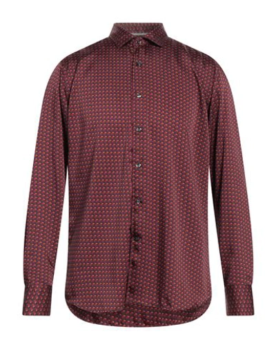 Tintoria Mattei 954 Man Shirt Garnet Size 16 Polyester In Red