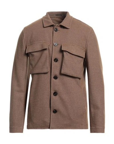 Lardini Man Shirt Khaki Size M Wool, Polyester, Polyamide In Beige