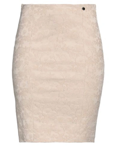 Ajay By Liu •jo Woman Midi Skirt Sand Size 4 Acetate, Cotton, Elastane In Beige