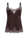 Dolce & Gabbana Woman Undershirt Dark Brown Size 8 Silk, Cotton, Elastane, Polyamide, Polyester