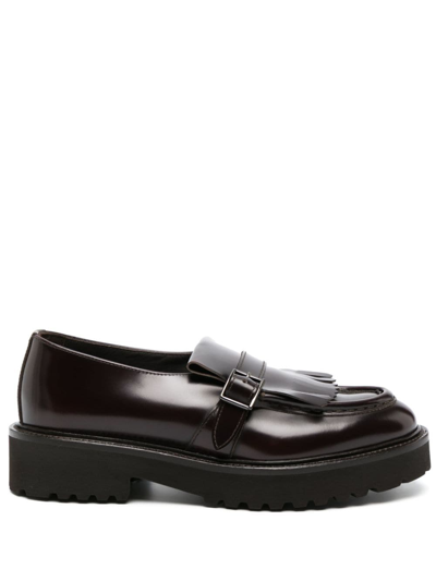 Doucal's Fringed Leather Loafers In Black