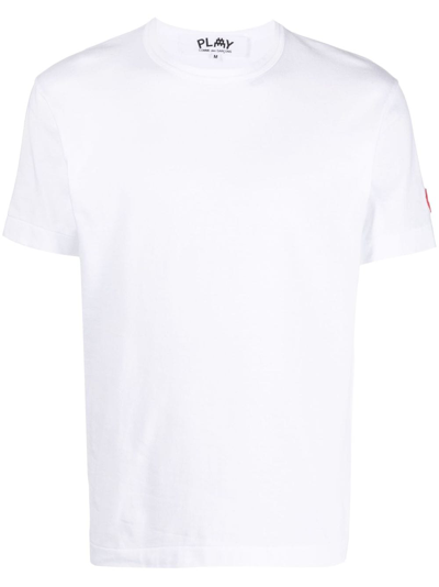 Comme Des Garçons Play T-shirt Mit Logo-patch In Bianco
