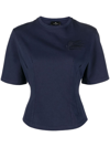 Etro Logo-embroidered Fitted T-shirt In Blue
